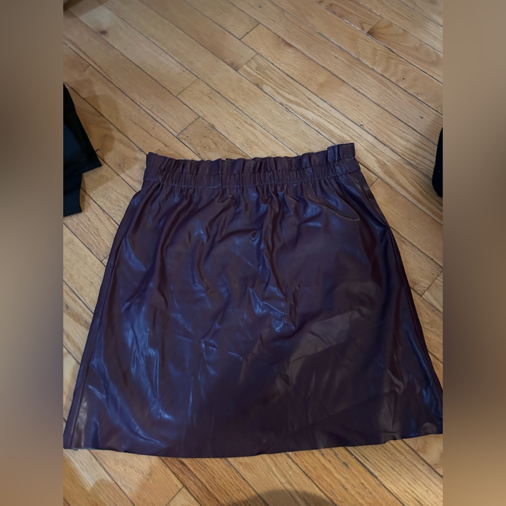 Maroon faux Leather Skirt from Loft
